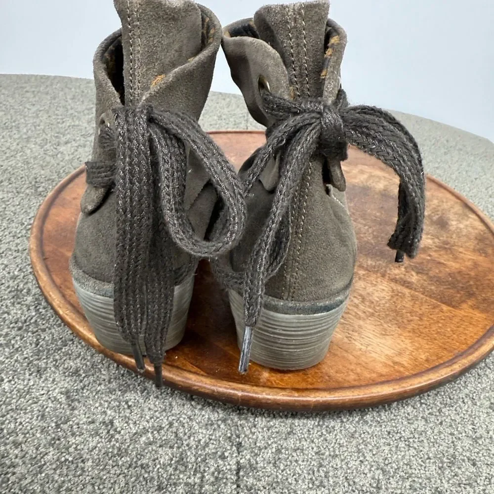 Fly London Boots Wm 39 (US 8-8.5) Yama Ankle Olive Green Suede Wedge Booties